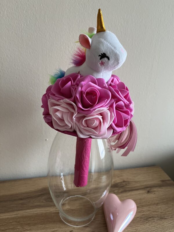 Unikornisos ballagó csokor-fehér/rózsaszín/pink - Image 3
