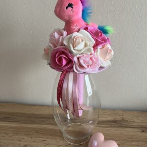 Unikornisos ballagó csokor-pink/krém rózsaszín