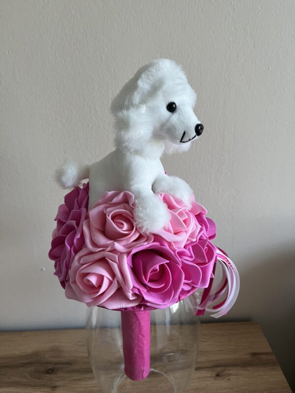 Pudli kutyusos ballagó csokor-fehér/rózsaszín/pink - Image 3