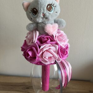 Cicás ballagó csokor-szürke/rózsaszín/pink