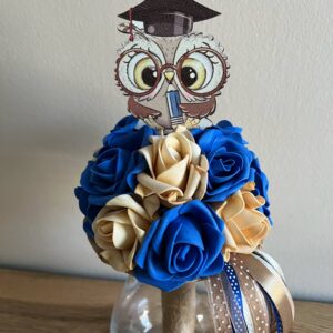 Bagoly fiús ballagó csokor-sötétkék/karamell