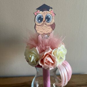 Bagoly lánykás ballagó csokor-rózsaszín/krém