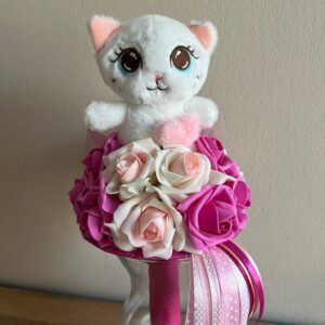 Cicás ballagó csokor-fehér/pink