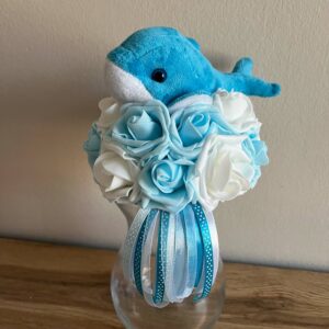 Delfines ballagó csokor-kék/fehér