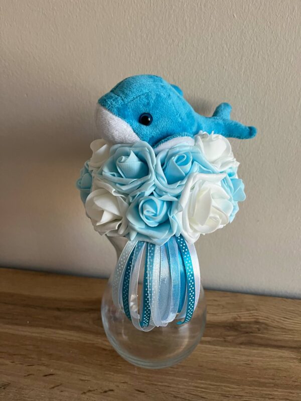 Delfines ballagó csokor-kék/fehér