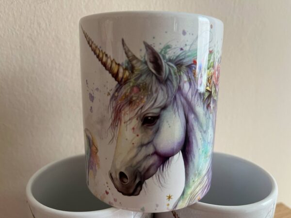 Mesés egyszarvús porcelán bögre, körbe mintás - Image 2