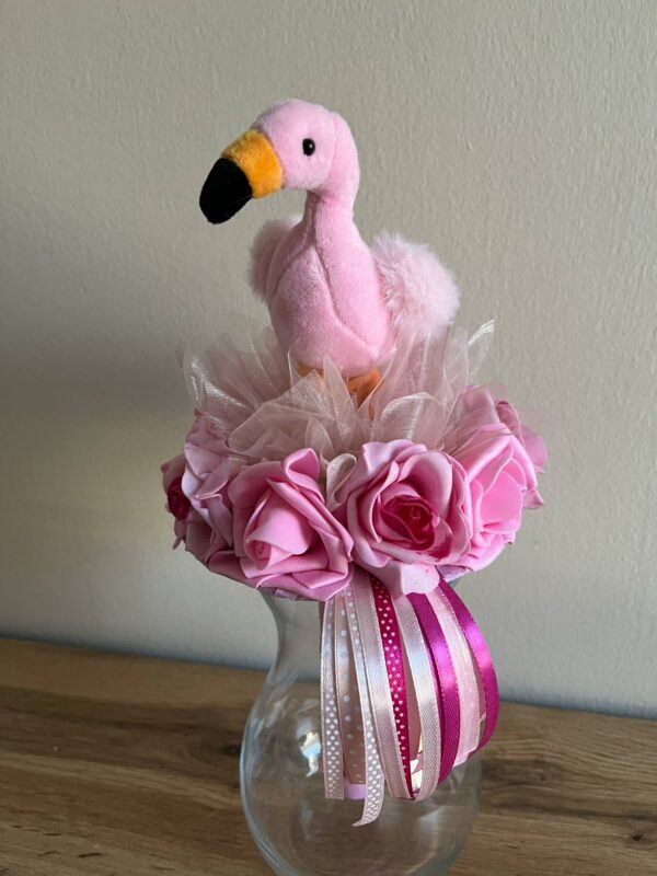 Flamingós ballagó csokor rózsaszín/pink