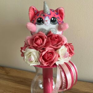Unikornis cica ballagó csokor-pink/krém/lila