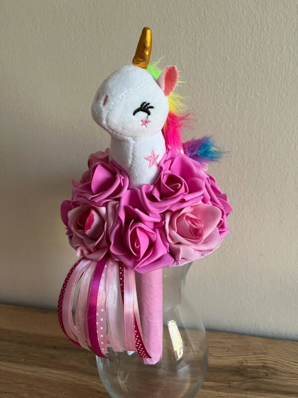 Unikornisos ballagó csokor-fehér/pink