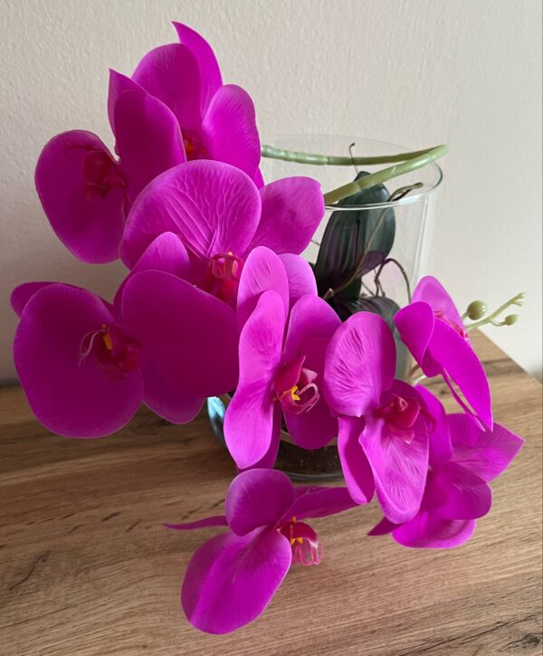 Élethű, locsolásmentes lepke orchidea-pink/üveghengerben - Image 2