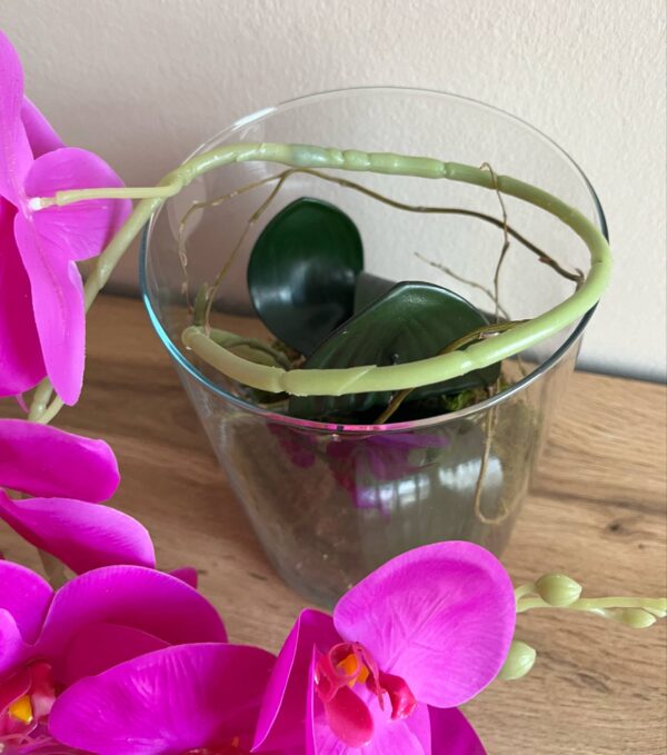 Élethű, locsolásmentes lepke orchidea-pink/üveghengerben - Image 4