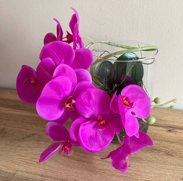 Élethű, locsolásmentes lepke orchidea-pink/üveghengerben