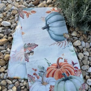 Tökös őszi vászon futó terítő-120 cm/menta-narancs