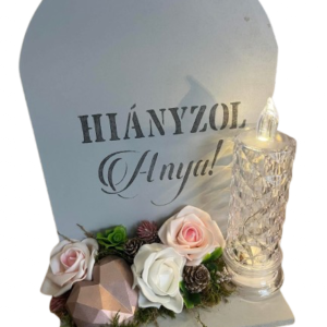 Hiányzol Anya-fatáblás dekoráció-ledes mécsessel,szívvel