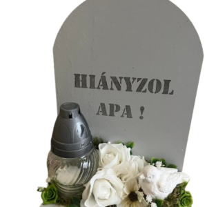 Hiányzol apa-kezelt fatáblás kegyeleti dekoráció-galambbal/mécsessel