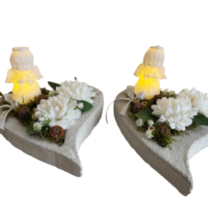 Beton kajla szív-ledes angyallal-fehér/Hiányzol