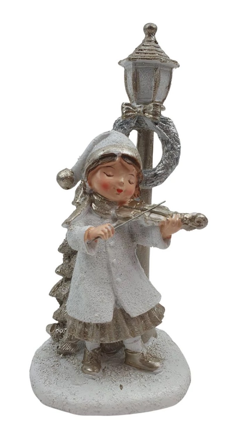 Kislány hegedűvel,lámpás alatt-19 cm