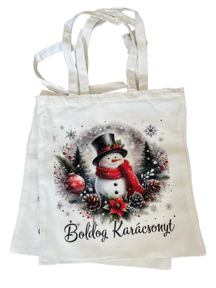 Hóemberes vászon táska-Boldog karácsonyt