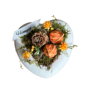 Kő szív-bársonyvirággal-Hiányzol