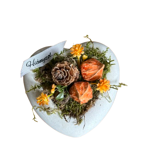 Kő szív-bársonyvirággal-Hiányzol