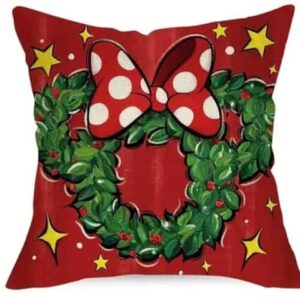 Minnie karácsonyi párnahuzat-piros koszorú