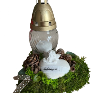 Moha szív alapos angyalkás,üvegmécsessel-Hiányzol