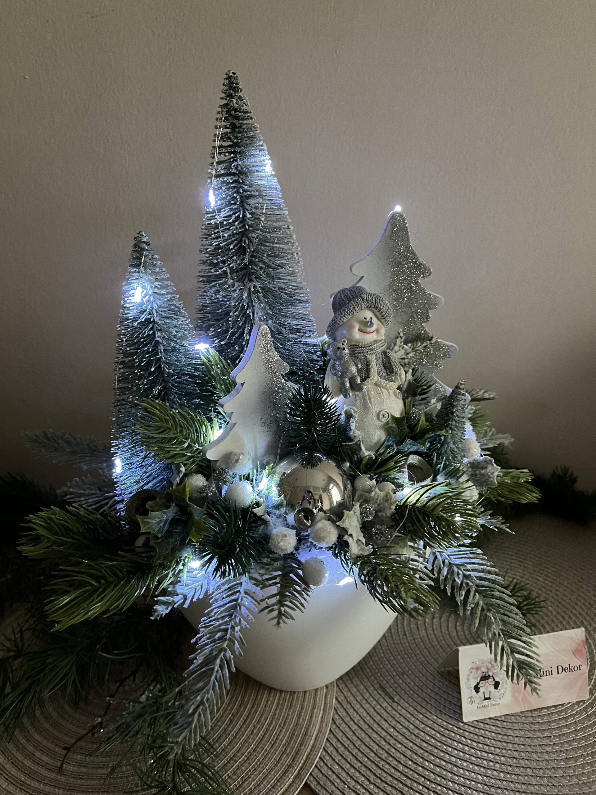 Hóember ledes kerámia legyező tálja - Image 3