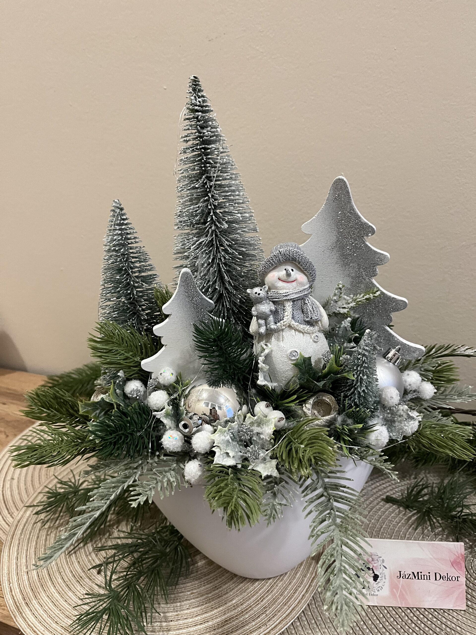 Hóember ledes kerámia legyező tálja - Image 7