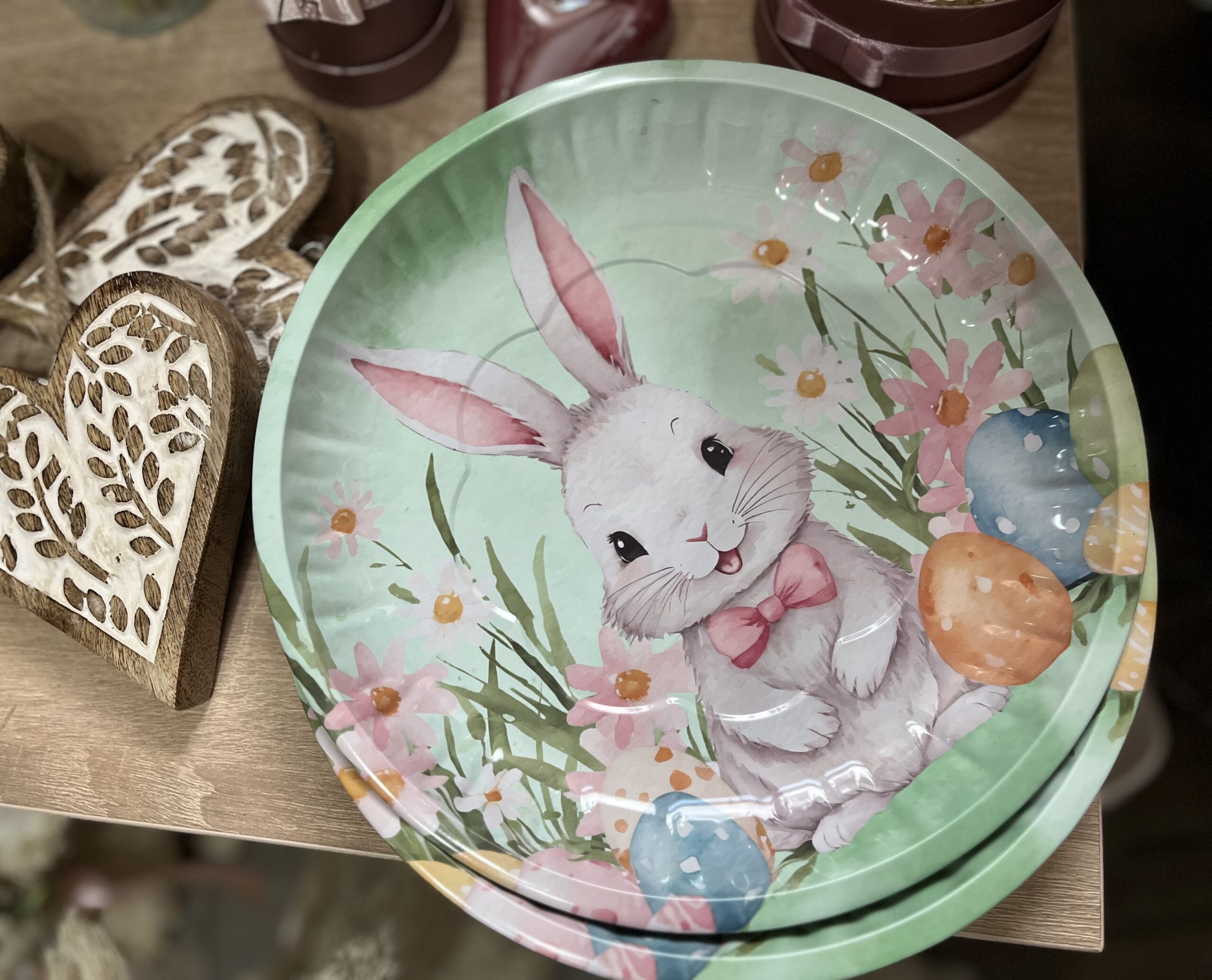 Lola nyuszis tál-fém,menta virágos