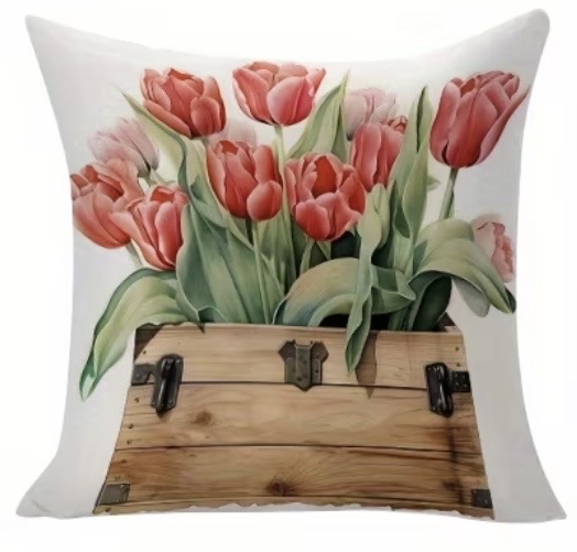 Tulipános párnahuzat-ládás