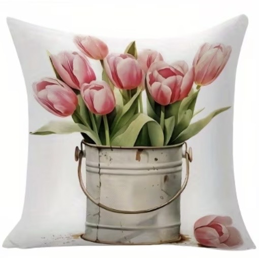 Tulipános párnahuzat-vödrös