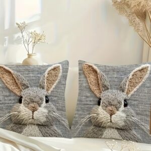 Nyuszis párnahuzat-szürke horgolt hatású