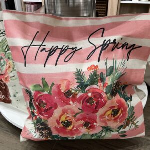 Happy spring rózsás párnahuzat-vászon