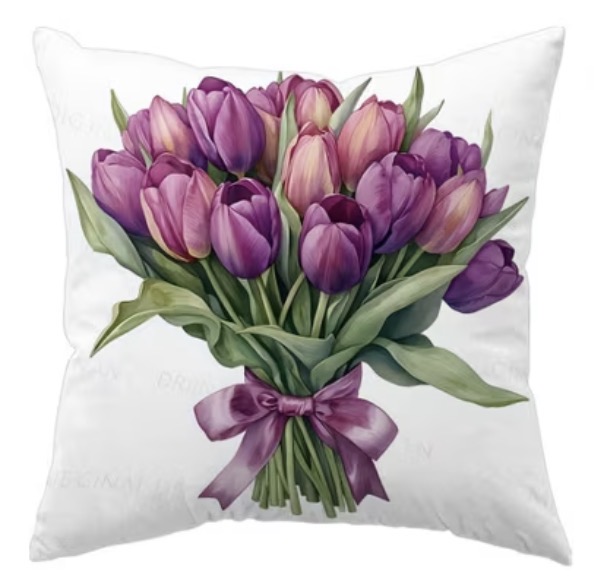 Tulipános párnahuzat-lila csokros