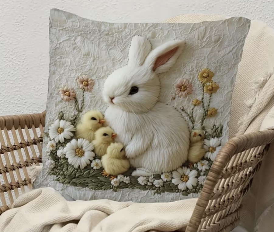 Nyuszis párnahuzat csibékkel