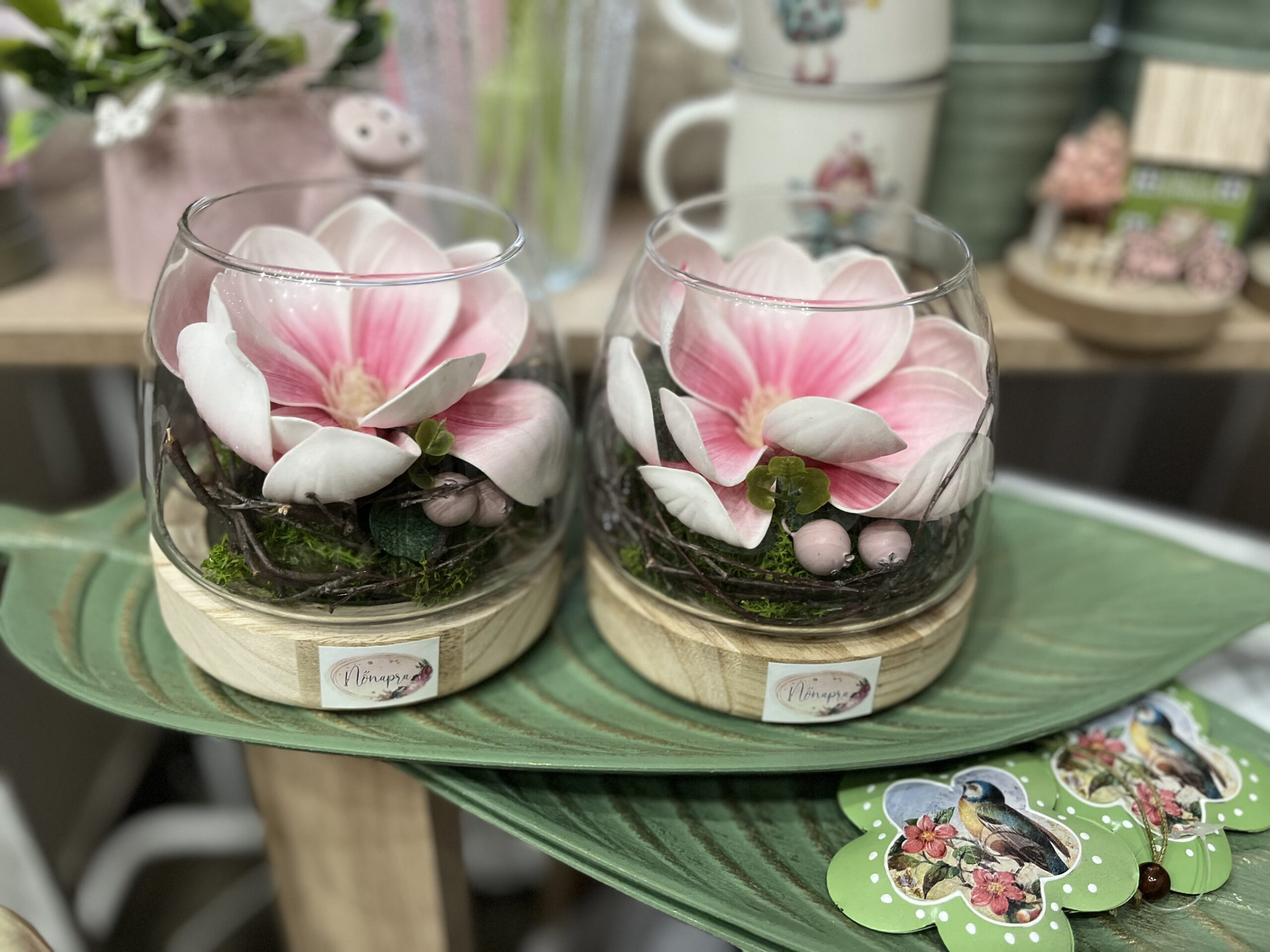 Magnólia üvegkehelyben,fa talppal