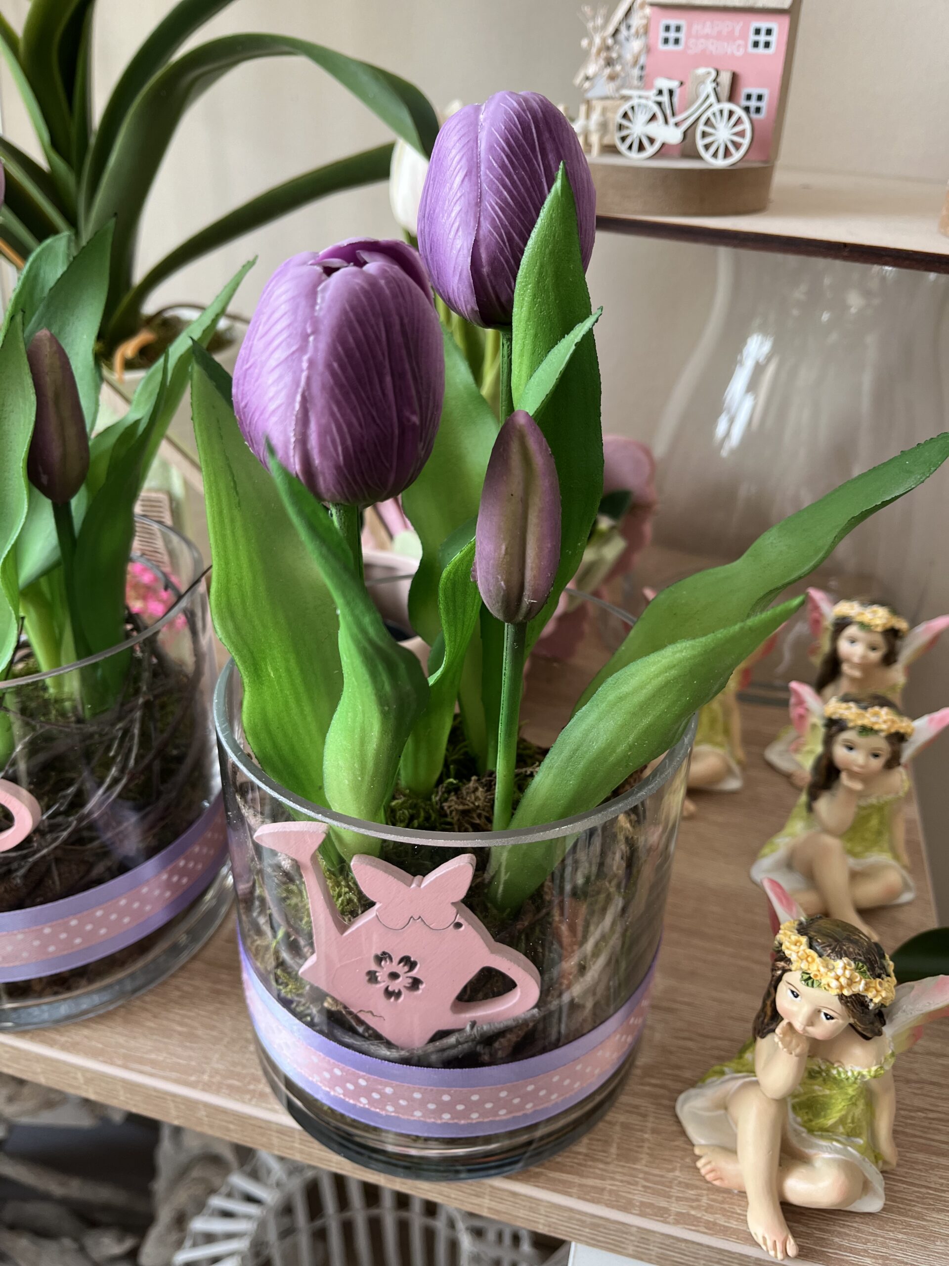 Élethű tulipán üveg hengerben-lila - Image 2