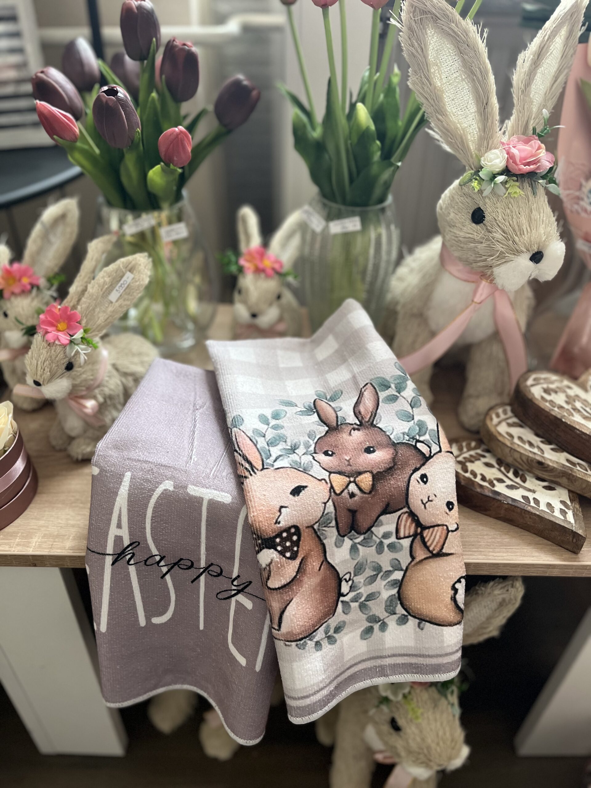 Húsvéti konyhai törlő szett-barna nyuszis 2 db