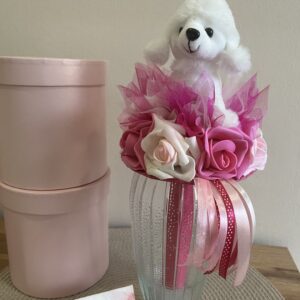 Pudli kutyusos ballagó csokor-pink