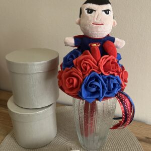 Superman-es ballagó csokor-piros/kék
