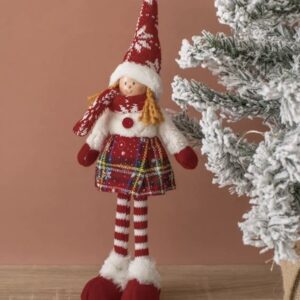 Szofi baba-35 cm,piros skótszoknyás