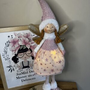 Lola világító angyalbaba-rosegold/rózsaszín-69 cm