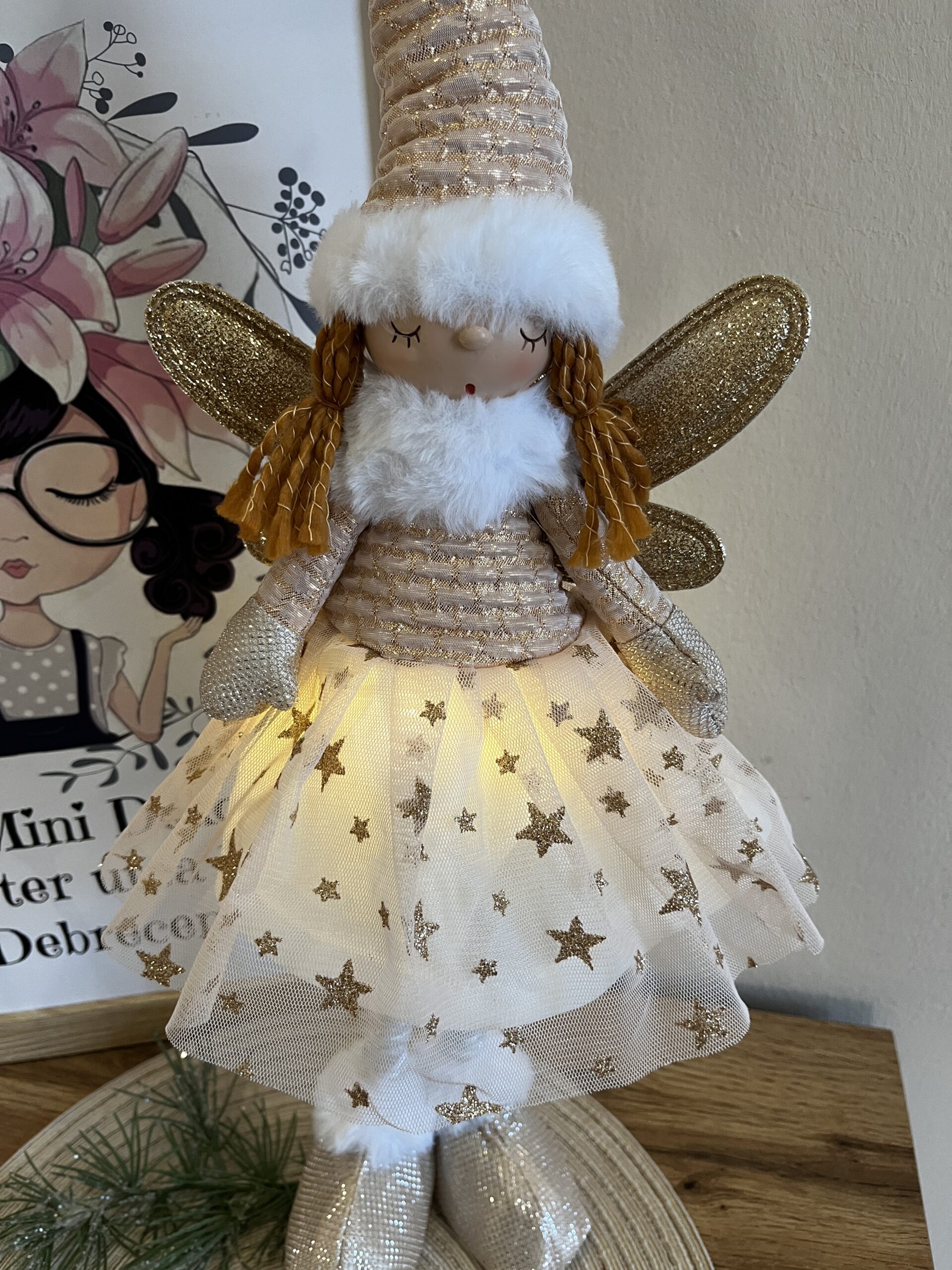 Lolita világító angyalbaba-rosegold/arany-55 cm - Image 2