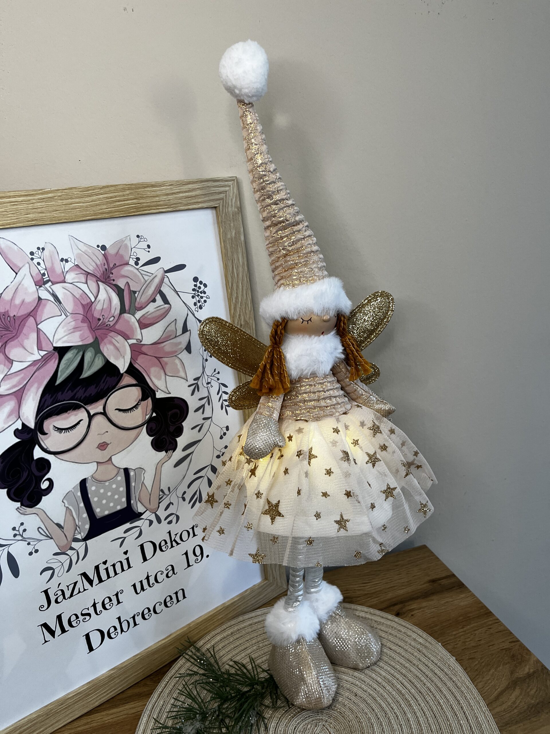 Lolita világító angyalbaba-rosegold/arany-55 cm - Image 3
