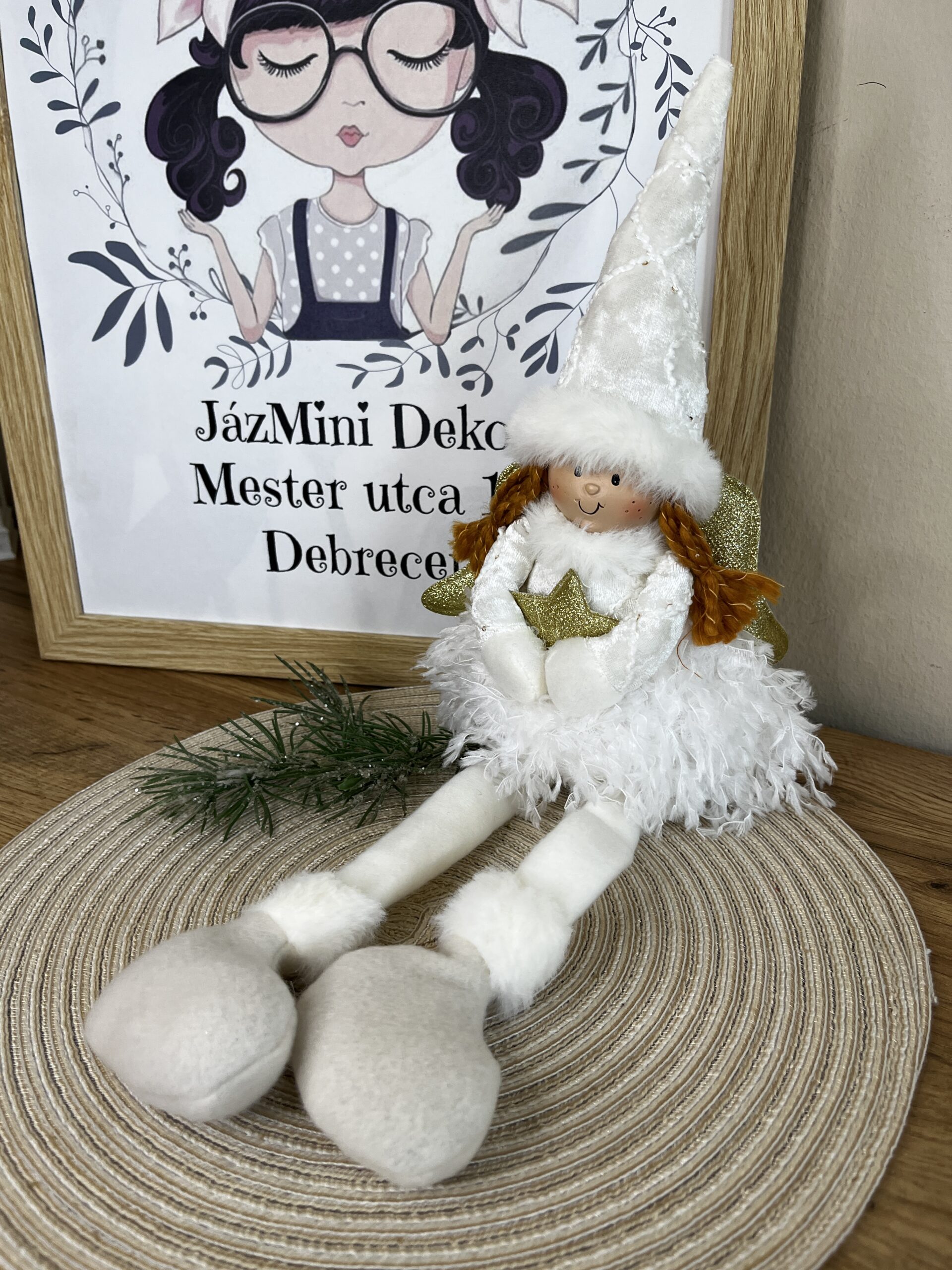 Liza lógólábú angyalbaba-fehér/arany-43 cm - Image 3