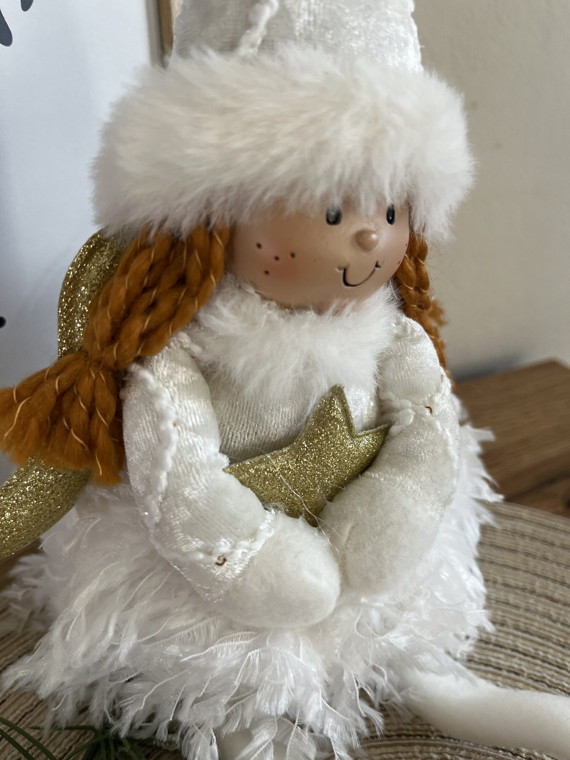 Liza lógólábú angyalbaba-fehér/arany-43 cm - Image 4